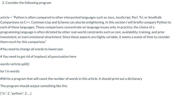 Solved 2. Consider the following program article =