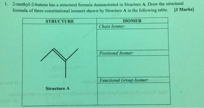 write the structural formula for 2 methyl 2 butene