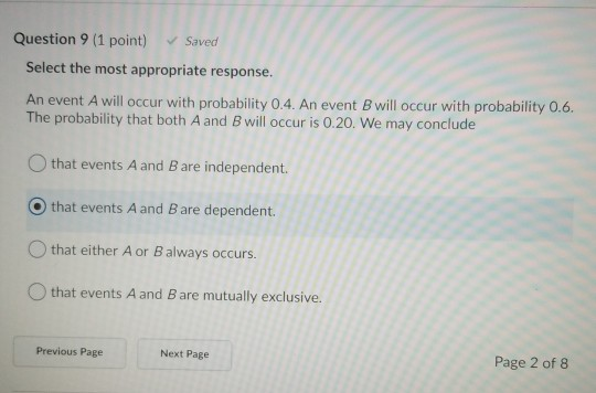 Solved Question 9 (1 point) Saved Select the most | Chegg.com