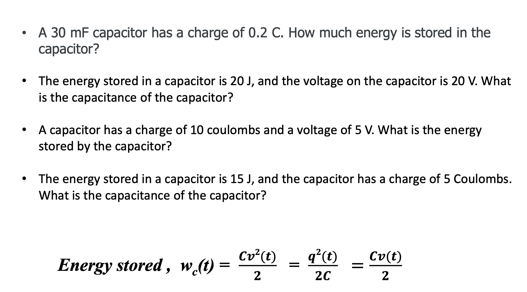 Solved - A 30mF capacitor has a charge of 0.2C. How much | Chegg.com