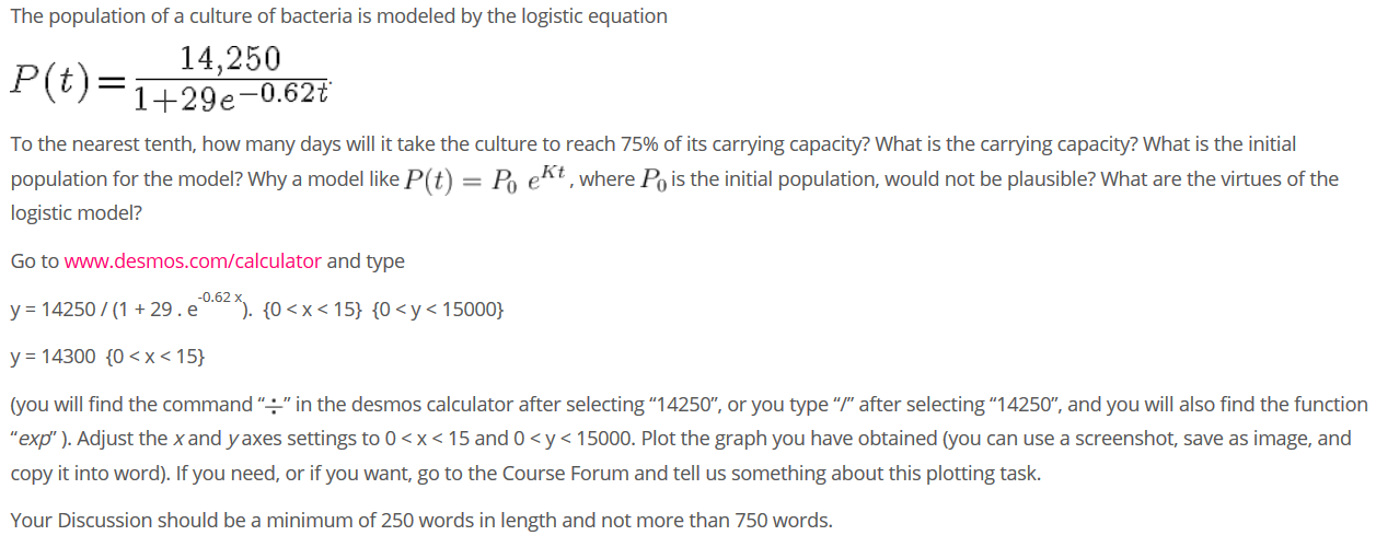 Solved The population of a culture of bacteria is modeled by | Chegg.com