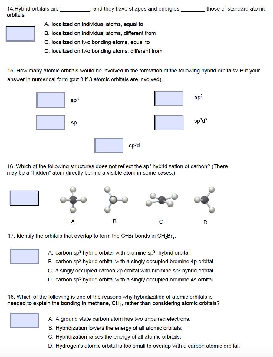 Solved those of standard atomic 14.Hybrid orbitals are and | Chegg.com