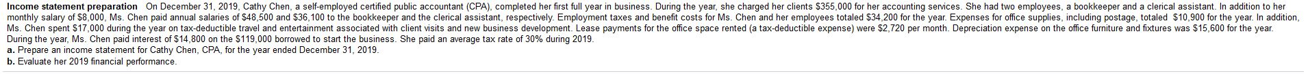 Solved Income Statement Preparation On December 31, 2019, 