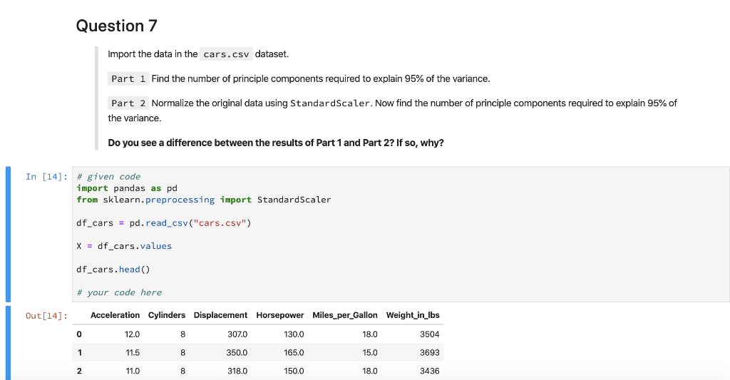 Question 7 Import the data in the cars.csv dataset. | Chegg.com