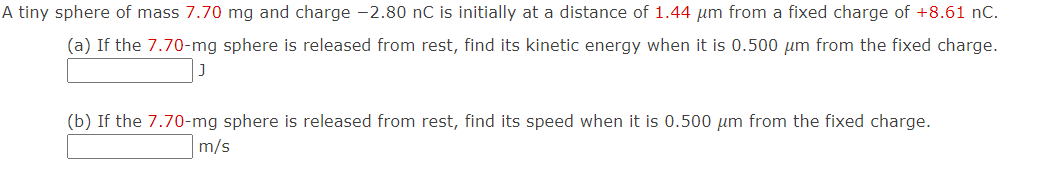 Solved A tiny sphere of mass 7.70mg ﻿and charge -2.80nC ﻿is | Chegg.com