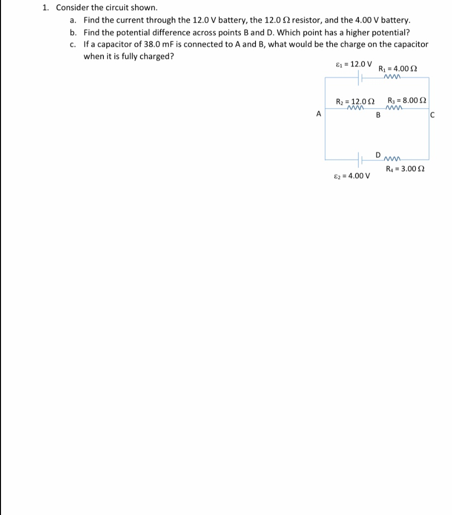 Solved 1. Consider the circuit shown. a. Find the current | Chegg.com
