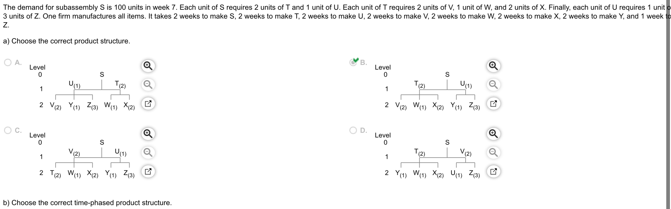 Solved The Demand For Subassembly S Is 100 Units In Week Chegg Com