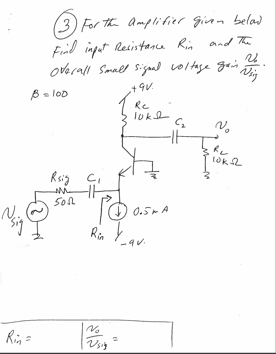 Solved For the amplifier given below, Find the input | Chegg.com
