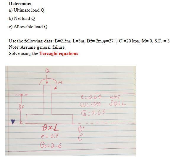 Solved Determine: A) Ultimate Load Q B) Net Load Q C) | Chegg.com