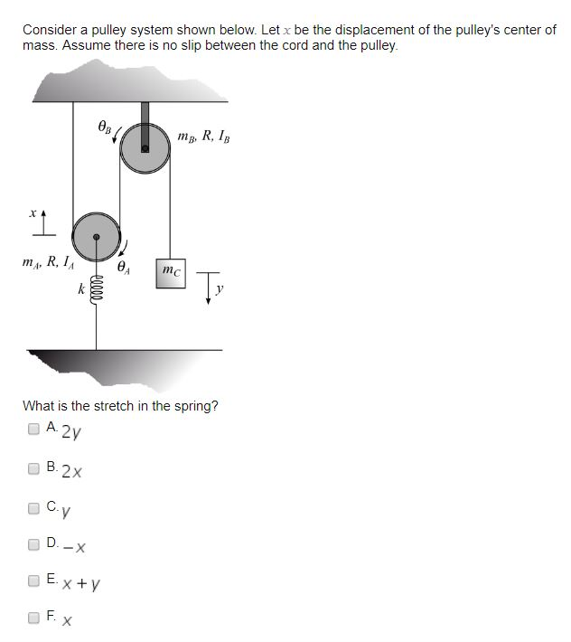 Solved Consider a pulley system shown below. Let x be the