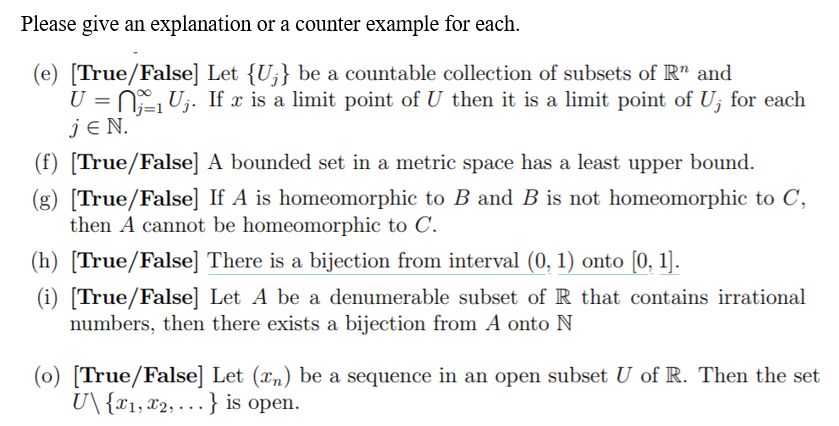 Solved Please give an explanation or a counter example for | Chegg.com
