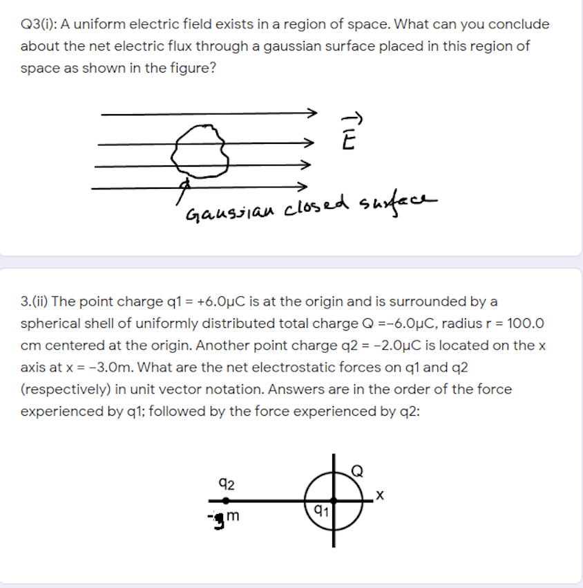 Solved Q3(i): A uniform electric field exists in a region of | Chegg.com