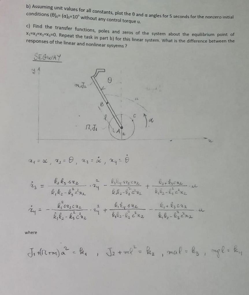 b) Assuming unit values for all constants, plot the | Chegg.com