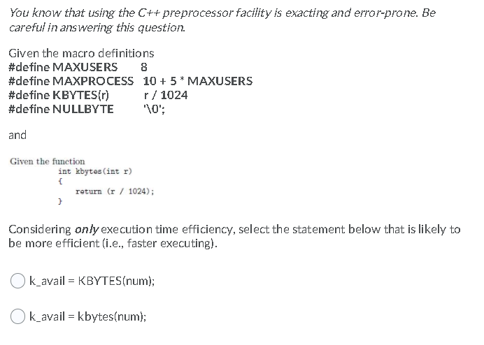 You know that using the C++ preprocessor facility is | Chegg.com