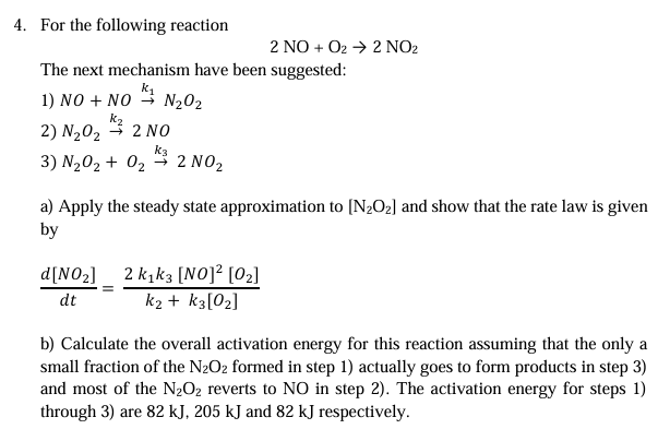 Solved For the following reaction2NO+O2→2NO2The next | Chegg.com