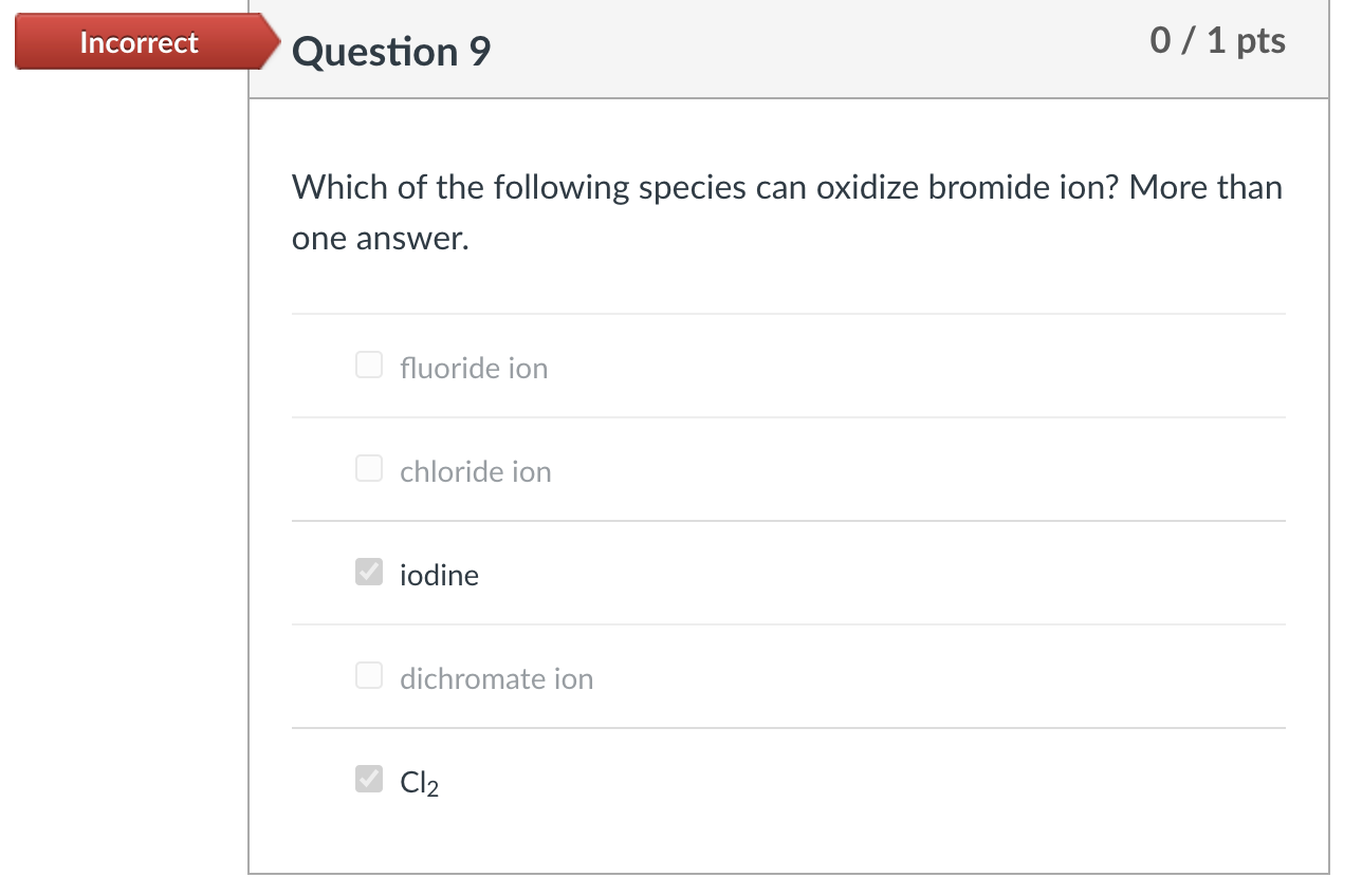 Solved Which of the following species can oxidize bromide Chegg com