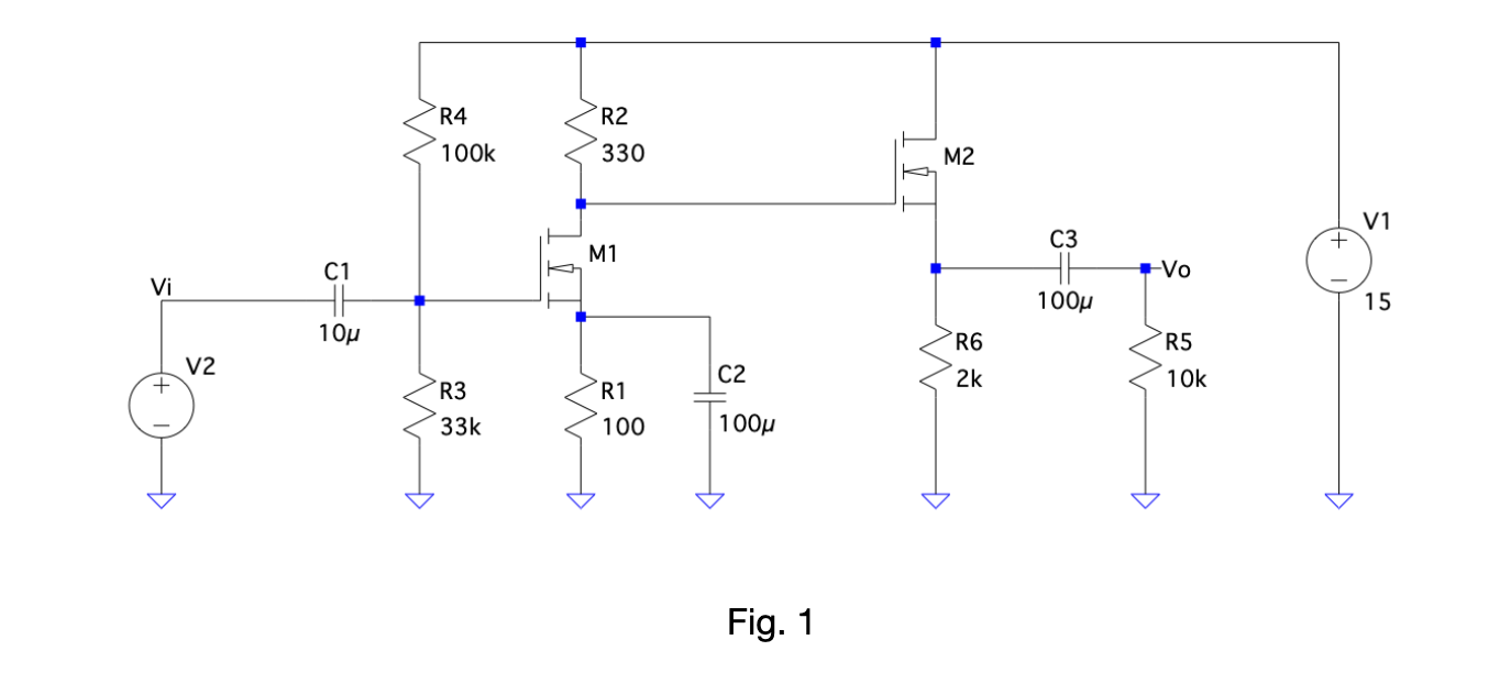 Solved 1) Consider the amplifier circuit shown in Fig. 1. It | Chegg.com