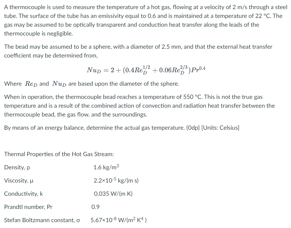 Solved A thermocouple is used to measure the temperature of | Chegg.com