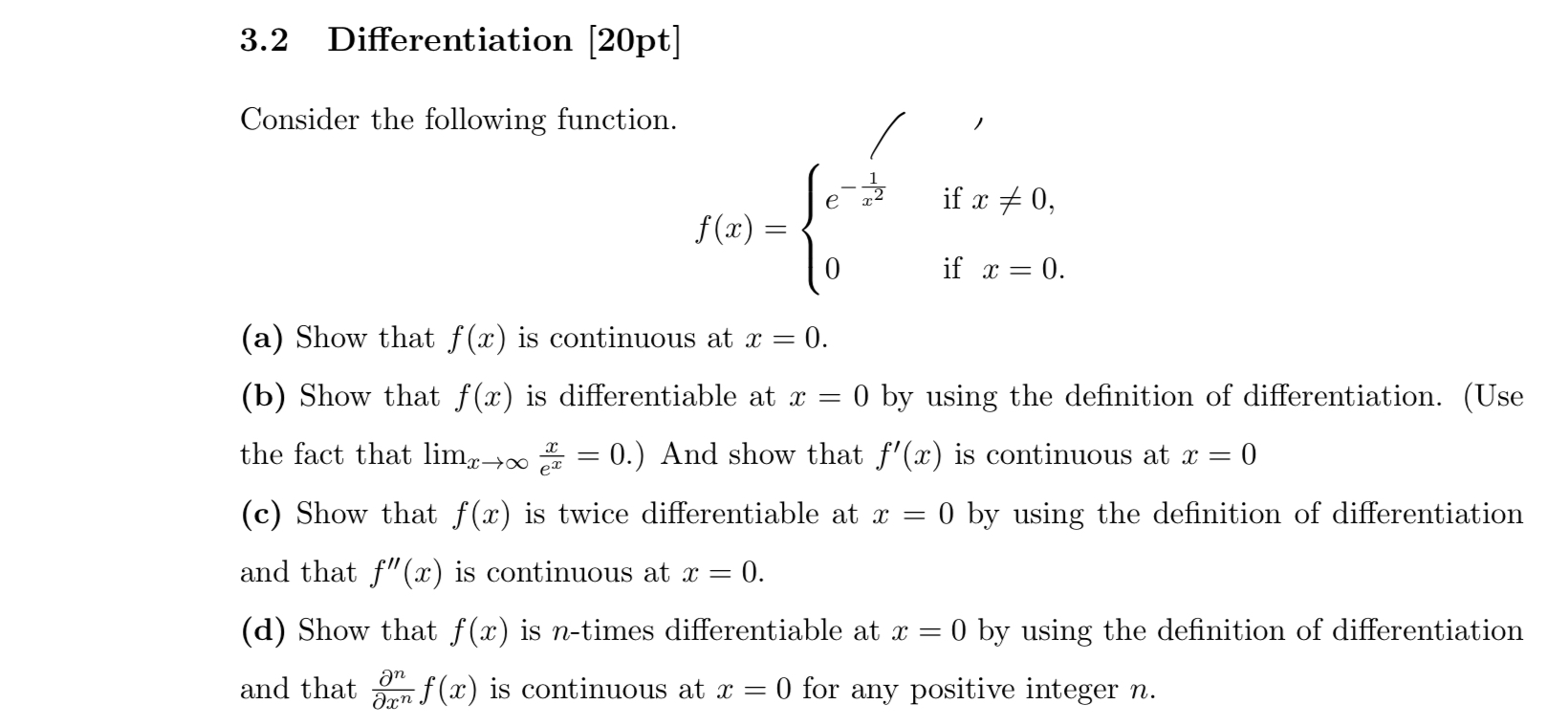 Solved 3.2 Differentiation [20pt] Consider the following | Chegg.com