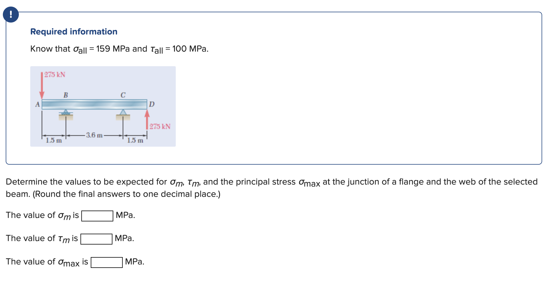 Required information Know that σall =159MPa and τall | Chegg.com