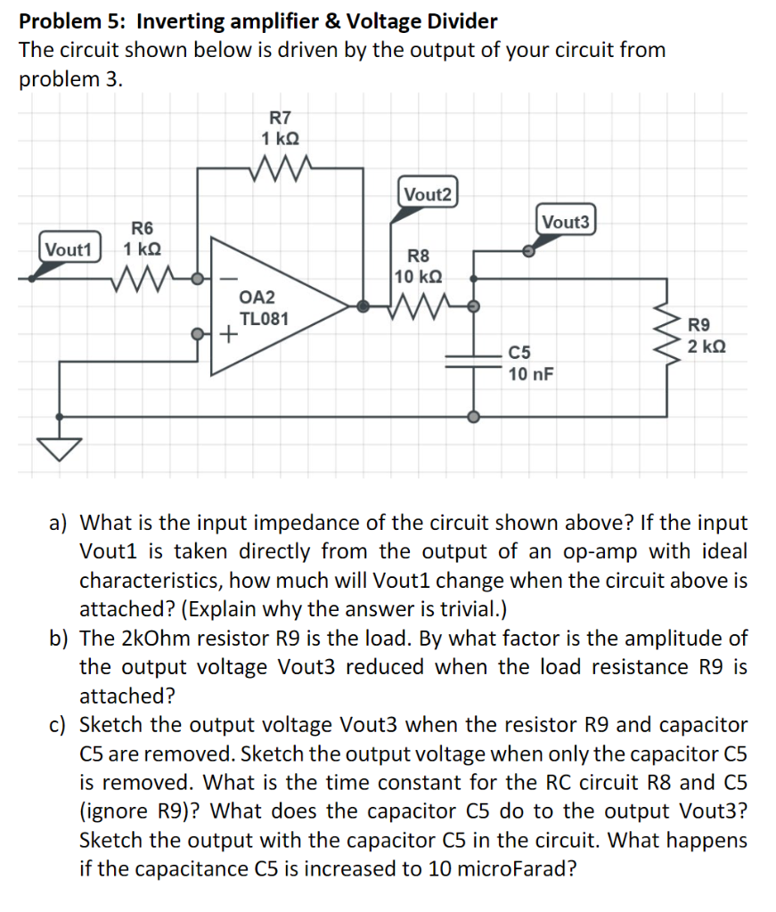 Solved Problem 5: Inverting amplifier & Voltage Divider The | Chegg.com