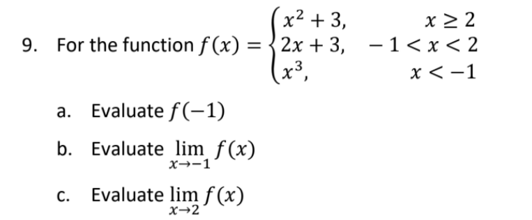 Solved For the function f(-1)limx→-1f(x)limx→2f(x) | Chegg.com