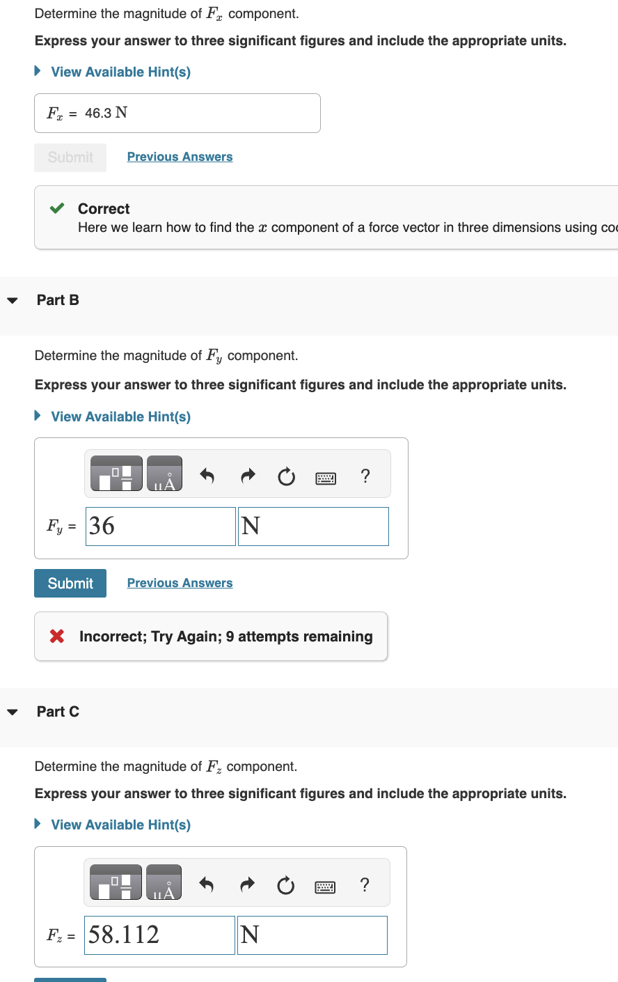 Solved 1 of 1The bolt is subjected to the force F, which has