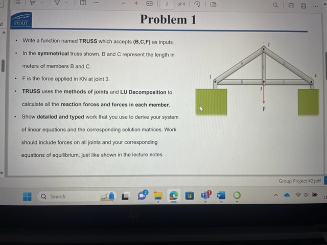 Solved - Write a function named TRUSS which accepts (B,C,F) | Chegg.com