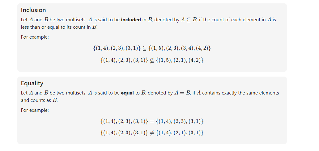 Multisets You are probably familiar with the idea of | Chegg.com