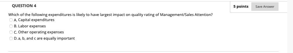 Solved 5 points Save Answer QUESTION 4 Which of the | Chegg.com