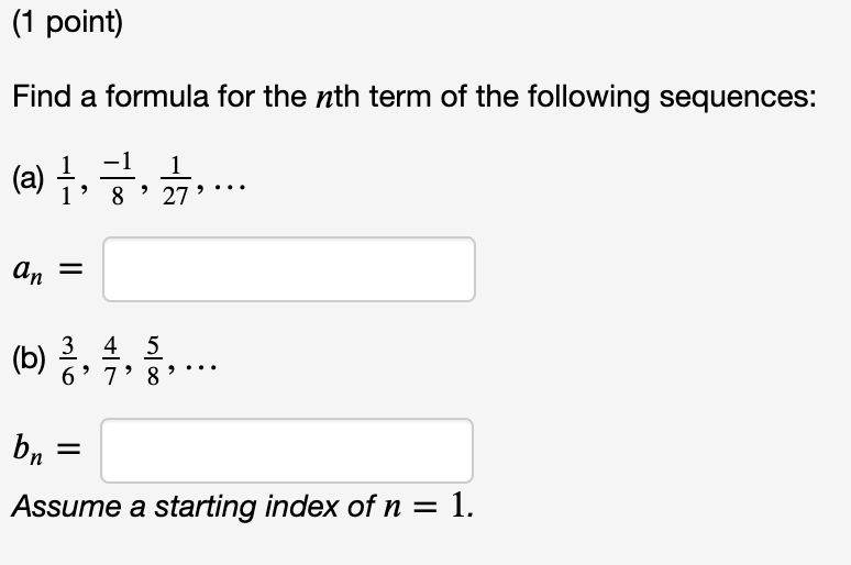 Solved Find a formula for the nth term of the following | Chegg.com