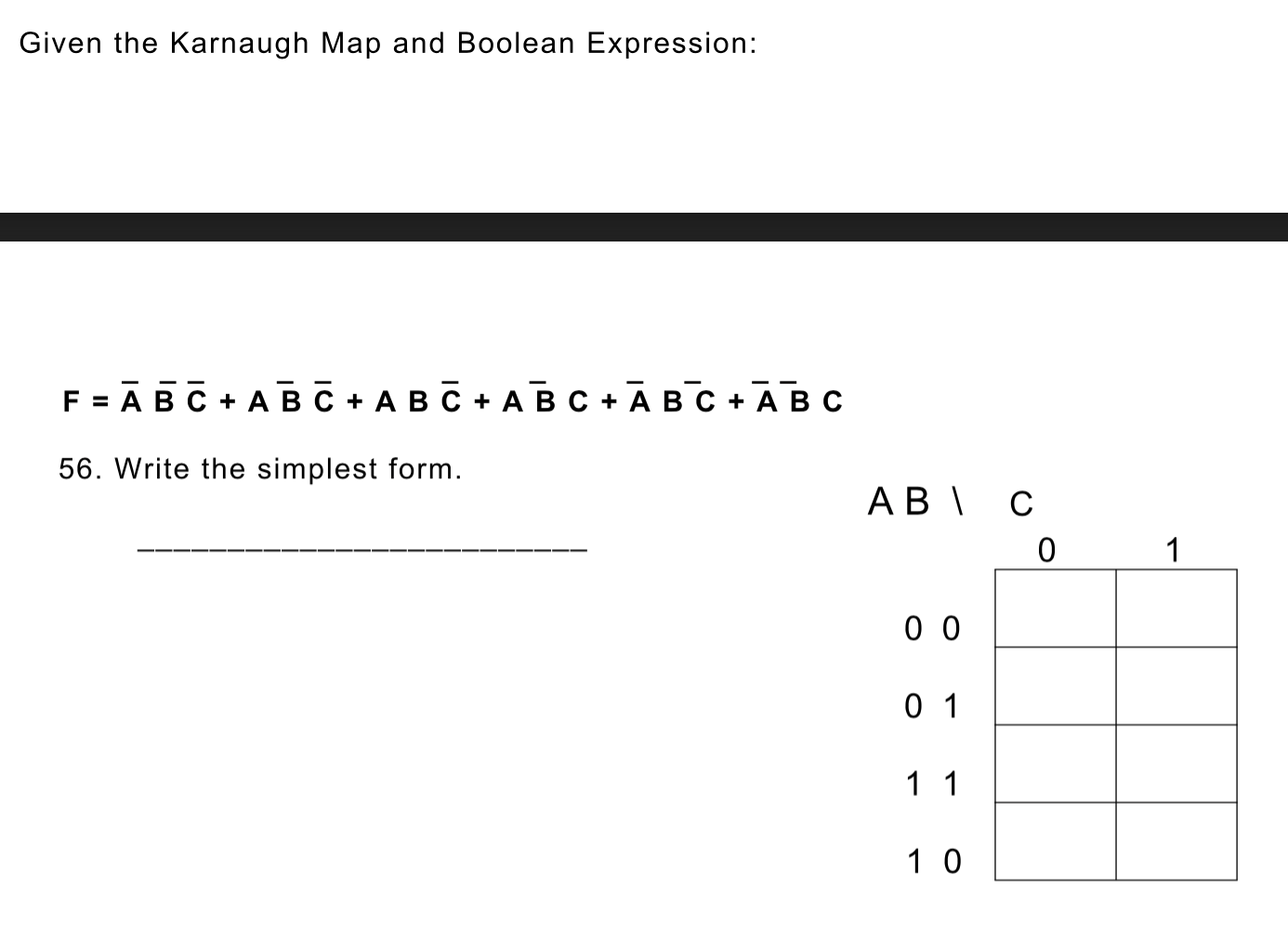 Solved Given the Karnaugh Map and Boolean Expression: F = Ā | Chegg.com