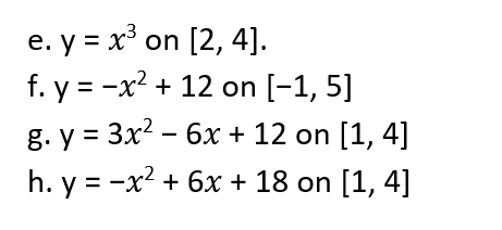 Solved For each of the following functions on a given | Chegg.com