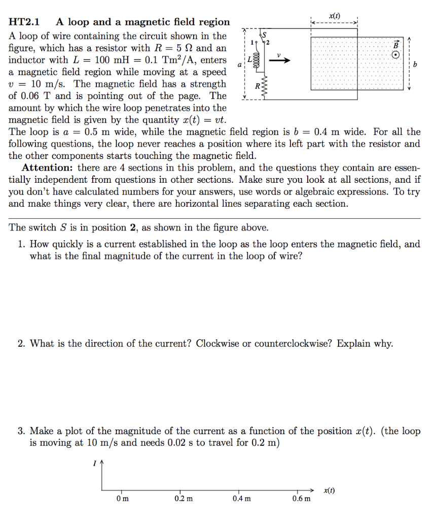 Solved e2000 X(t) HT2.1 A loop and a magnetic field region A | Chegg.com