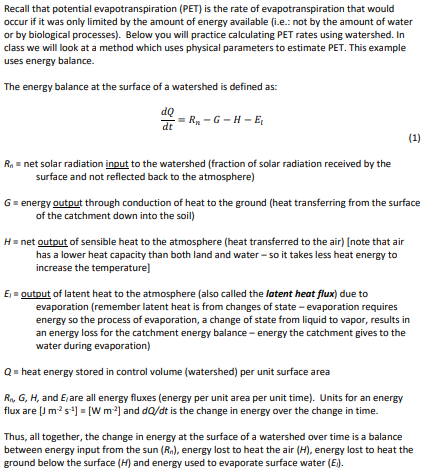 Solved A) Calculate the daily evaporation from a forest in | Chegg.com