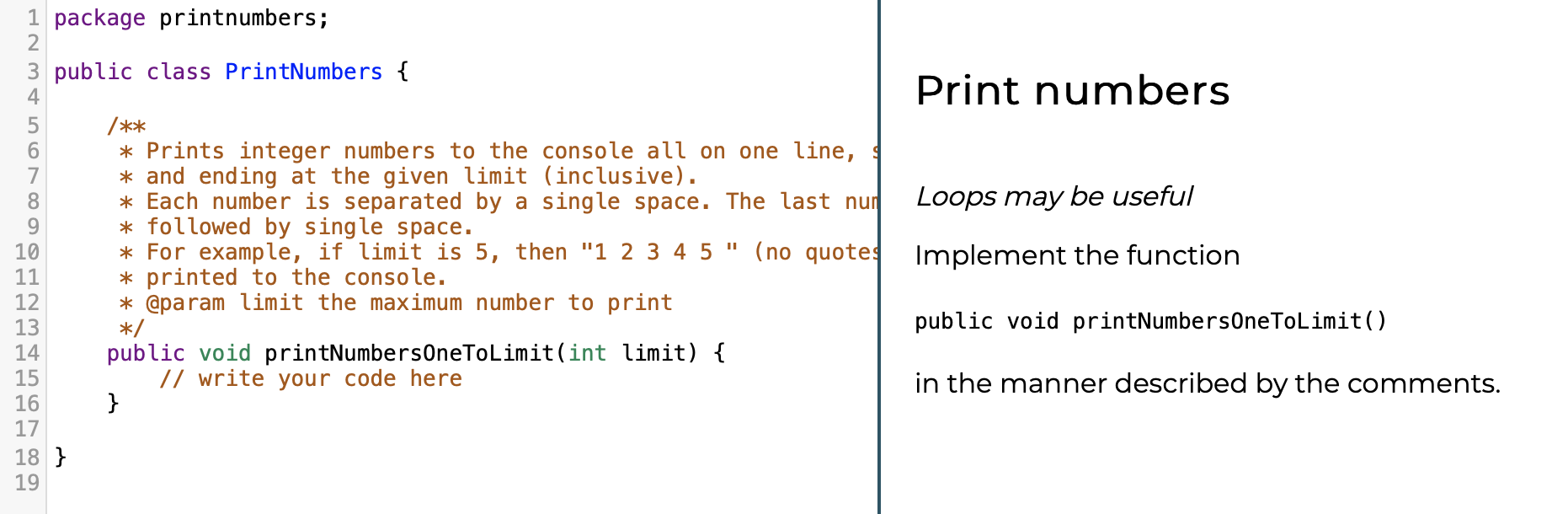 Solved Q: Print numbers Loops may be useful Implement the | Chegg.com