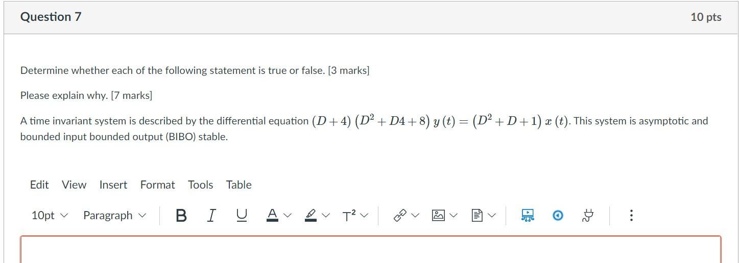 Solved Question 7 10 pts Determine whether each of the | Chegg.com