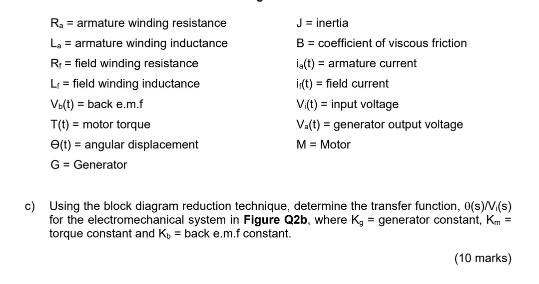J = inertia Ra = armature winding resistance La =
