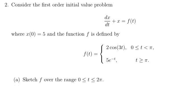 Solved 2. Consider the first order initial value problem dx | Chegg.com