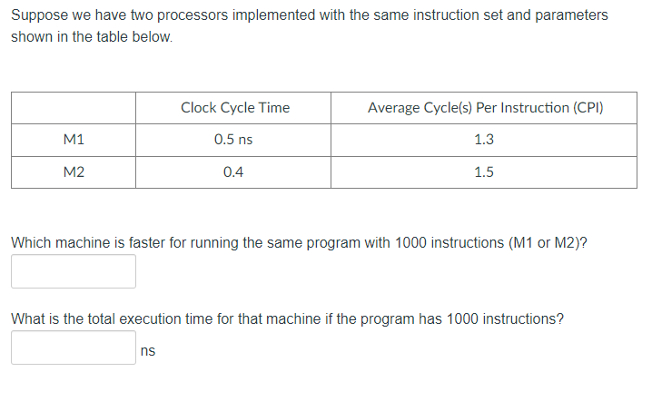 Solved Suppose We Have Two Processors Implemented With The | Chegg.com