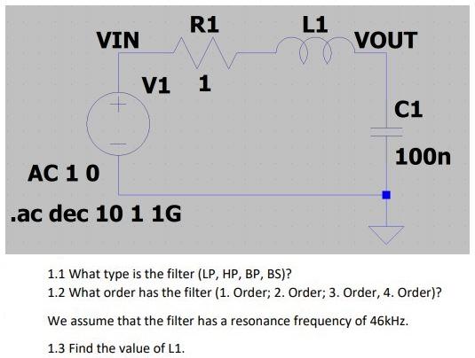 Solved R1 L1 VIN VOUT V1 1 C1 100n AC 1 0 .ac dec 10 1 16 | Chegg.com