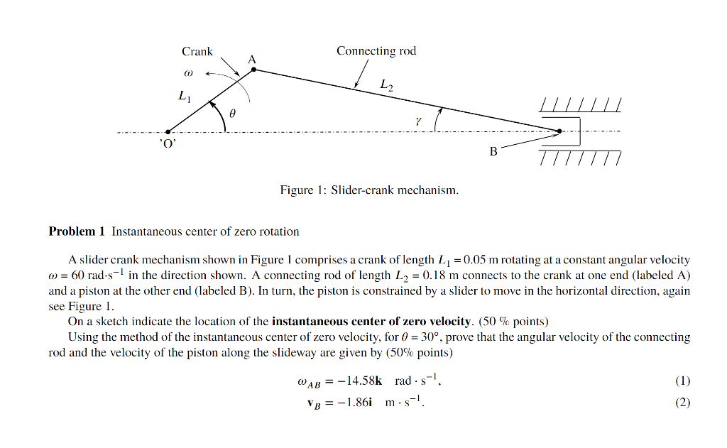 Solved Figure 1: Slider-crank Mechanism. Problem 1 | Chegg.com