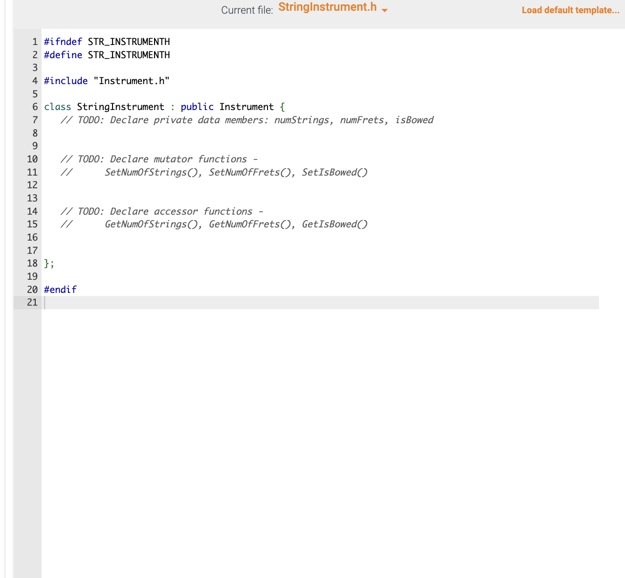Solved 1 \#include "StringInstrument.h" 2 3 // TODO: Define | Chegg.com