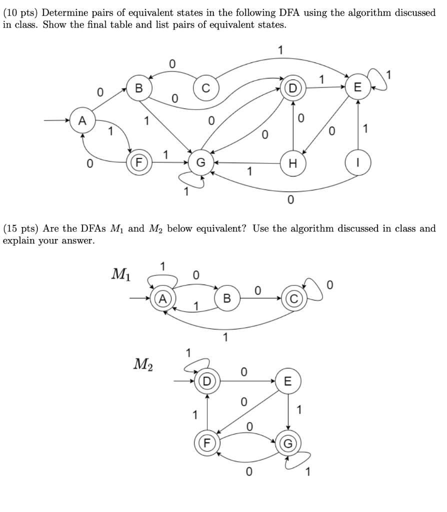 Solved (10 pts) Determine pairs of equivalent states in the | Chegg.com