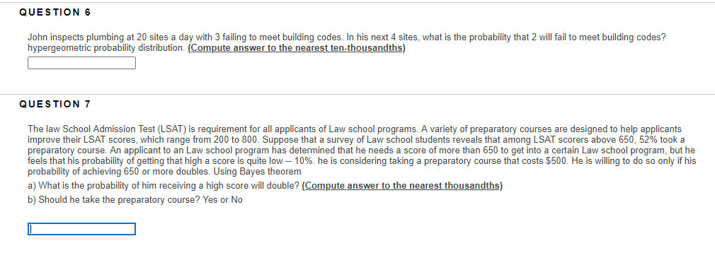 Solved QUESTION 6 John inspects plumbing at 20 sites a day | Chegg.com