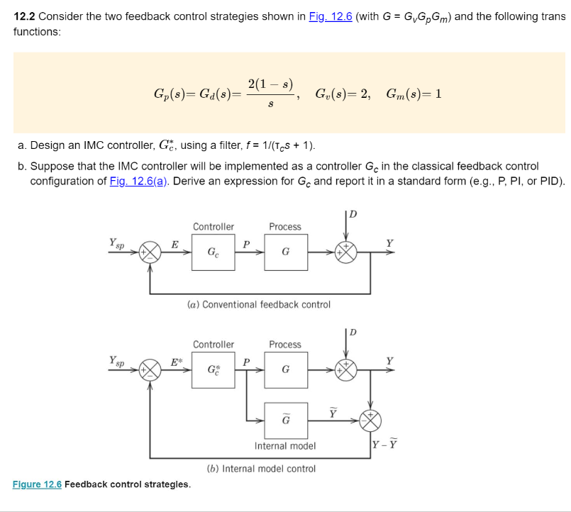 Solved 12.2 Consider the two feedback control strategies | Chegg.com