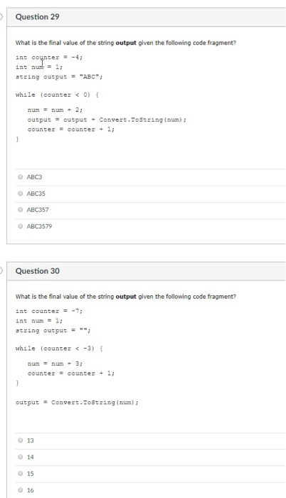 Solved Question 17 What is the final value of the variable | Chegg.com