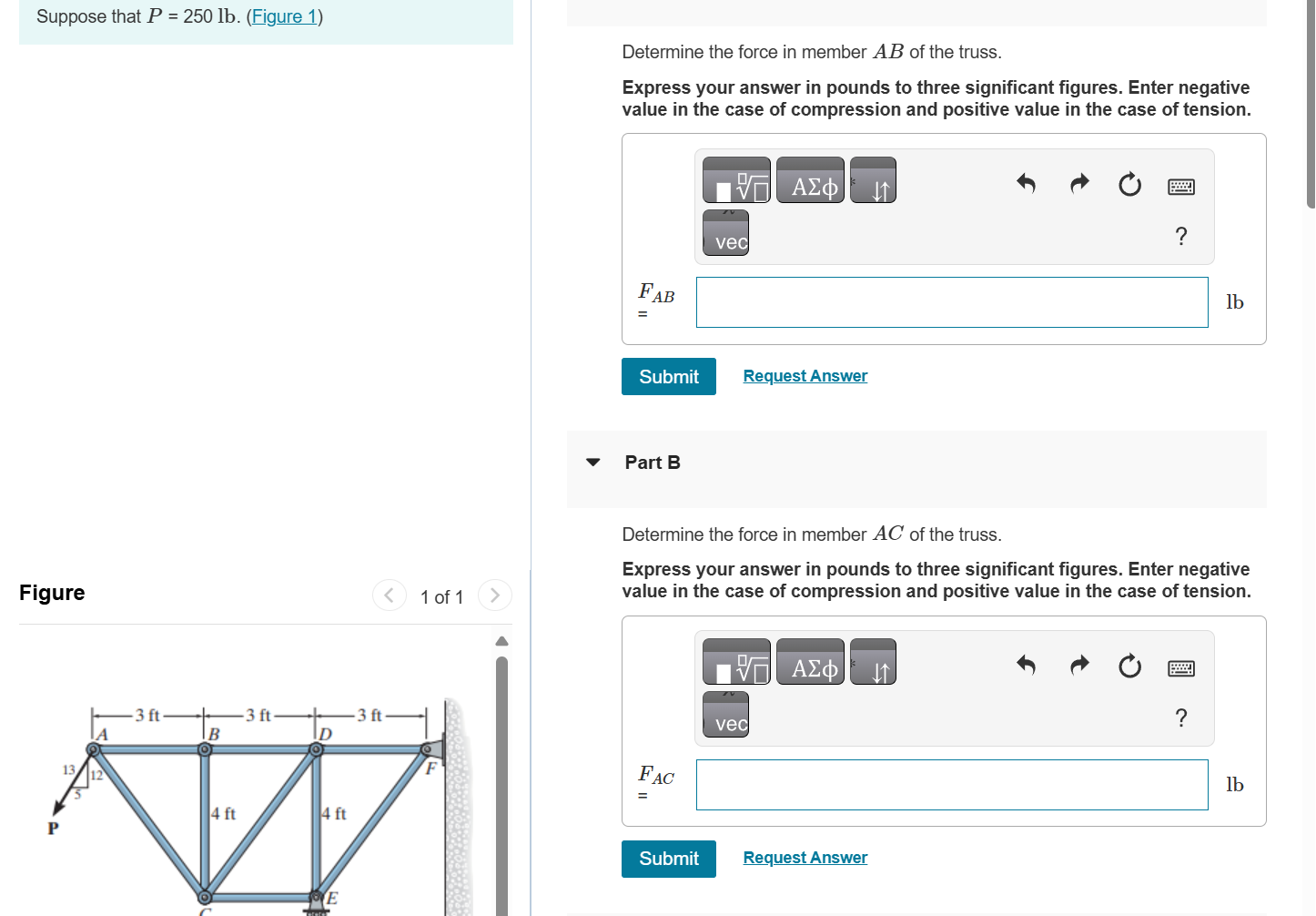 Solved by an EXPERT Determine the force in member \( ﻿A B \) ﻿of the ...