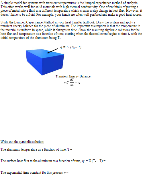 Solved A simple model for systems with transient | Chegg.com