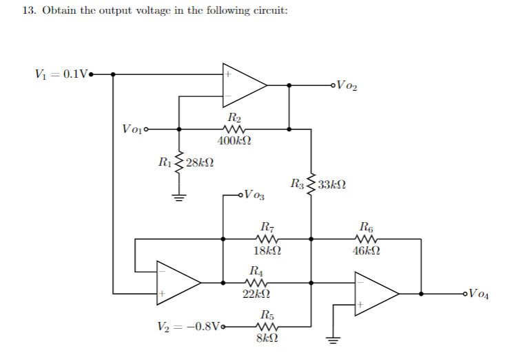 Solved 13. Obtain the output voltage in the following | Chegg.com